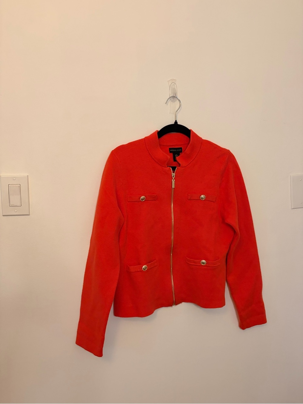 Adrienne Vittadini Bright Red Zip-Front Blazer